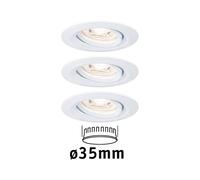 Paulmann 94293 Luminaria empotrable Nova Mini LED Coin, set de 3, redonda, orientable 3x4 W, foco techo, blanco mate, aluminio, blanco cálido 2700 K