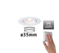 Paulmann 92970 Luminaria empotrable LED Nova Mini Plus Coin red., orientable 1x4,2 W EasyDim, blanco mate, lámpara aluminio, blanco cálido 2700 K 42 W