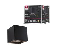 Paulmann Nyara 71282 - Lámpara LED de pared con batería, incluye detector de movimiento (HF) IP44, 3000 K, 100 x 100 mm, 2 x 1 W/1 W, color negro