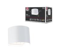 Paulmann Nyora 71285 - Lámpara LED de pared con batería, incluye detector de movimiento (HF) IP44, 3000 K, 135 x 120 mm, 2 x 1 W/1 W, color blanco
