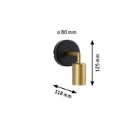 Paulmann Ravi aplique de pared E27, negro/oro mate