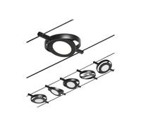 Paulmann 94418 CorDuo Juego de sistema de cable LED RoundMac DC incl. 5x4,5 vatios extensible Negro mate, cromado Cable metálico 3000 K