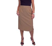Paulo Due Falda Lápiz Forrada para Mujer con Cintura Parcialmente Elástica Debajo De La Rodilla, Falda De Oficina Marrón Claro 38-52 (46)