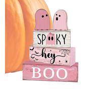 Paulownia Wood Ghost Halloween Decoration | Spooky Holiday Tabletop Tray Filler | Rustic Mantel Shelf Decor For Home | Lightweight 5.9-Inch Seasonal Ornament