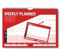PaulStore Calendario de pared 2027 con vista semanal, planificador familiar y organizador de 5 columnas, diario con espiral colgante para citas, para el hogar, la oficina y la escuela, diseño mensual
