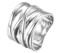 PAURO Acero Inoxidable Ancho Trenzado Statement Anillos para Mujer Chunky Cocktail Torcido Banda Joyería Regalo Plata Talla 25