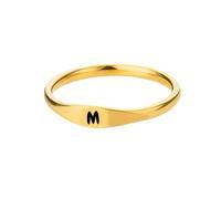 PAURO Acero Inoxidable Anillo Creativo Ovalado Flor Alfabeto Inicial A a Z para Hombres Mujeres Oro M Tamaño 17