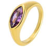PAURO Acero Inoxidable Minimalista Incrustado Con Zircon Anillos para Mujer Clásico Sencillo Encanto Joyería Oro Púrpura Talla 27