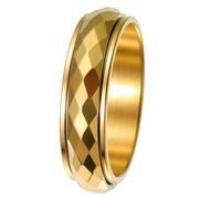 PAURO Acero Inoxidable Rombo Spinner Anillos para Hombre Mujer Giratorio Ajuste Cómodo Banda para Ansiedad Joyería Regalo Oro Talla 27