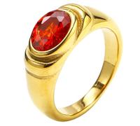 PAURO Acero Inoxidable Vintage Piedra Preciosa Anillos para Mujer Retro Oval Cut Cubic Zirconia CZ Cocktail Party Banda Joyería Regalo Oro Rojo Talla 12