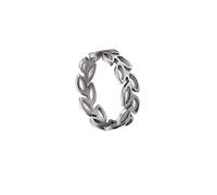 PAURO Anillo Mujeres Acero Inoxidable Hueco Hojas Elegante Rama Delicioso Único Declaración Partido Plata Talla 17
