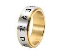 PAURO Hombre Acero Inoxidable Personalizado Tendencia Simple Retro Giratorio Anillo Oro Talla 25