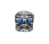 PAURO Hombres Acero Inoxidable Retro Hip Hop Punk Genial Gafas de Sol Azules Abuelo Barbudo Anillo Plata Talla 14