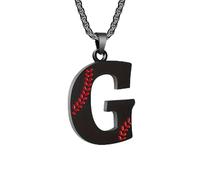 PAURO Hombres Mujeres Acero Inoxidable Hip Hop Béisbol Inicial Alfabeto A a Z Collar Negro G