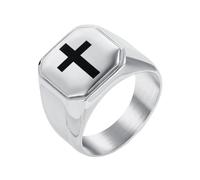 PAURO Hombres y Mujeres Acero Inoxidable Clásico Personalidad Iglesia Fe Oración Cruz Anillo Plata Talla 29