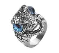 PAURO Hombres y Mujeres Acero Inoxidable Tendencias Personalidad Estilo Reptil Cuatro Colores Diseño Cocodrilo Anillo Azul Plata Talla 29