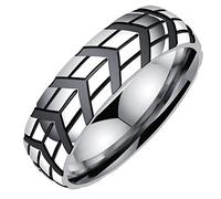PAURO Hommes Acero Inoxidable Llanta De La Banda De Rodadura Biker Anillo De Plata Punk Rock Estilo Motocicleta Tamaño 17
