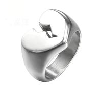 PAURO Mujer Acero Inoxidable Anillo Minimalista con Forma de Corazón Roto Muy Pulido Plata Tamaño 19