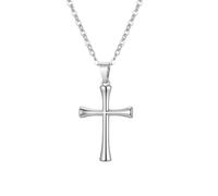 PAURO Mujer Acero Inoxidable Cruz Fe Colgante Collares Cruz Choker Joyería Regalos Plata Colgante Solo