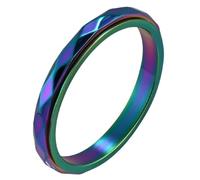 PAURO Mujer Acero Inoxidable Rombo Facetado Giratorio Spinner Anillos para Ansiedad Minimalista Ajuste Cómodo Joyería Regalo Colorido Talla 10