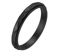 PAURO Mujer Acero Inoxidable Rombo Facetado Giratorio Spinner Anillos para Ansiedad Minimalista Ajuste Cómodo Joyería Regalo Negro Talla 17