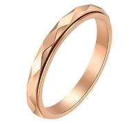 PAURO Mujer Acero Inoxidable Rombo Facetado Giratorio Spinner Anillos para Ansiedad Minimalista Ajuste Cómodo Joyería Regalo Oro Rosa Talla 14