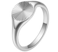 PAURO Mujer Acero Inoxidable Sunburst Redondo Anillos Minimalista Romántico Radial Grabado Banda Vintage Promesa Anillo Único Pareja Combinación Joyería Plata Talla 12