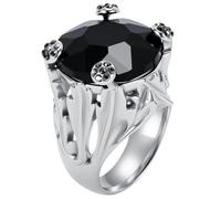 PAURO Mujer Grande Statement Piedra Anillos Único Acero Inoxidable Grande Facetado Oval Piedra Banda Vintage Gótico Cocktail Joyería Plata Negro Talla 22