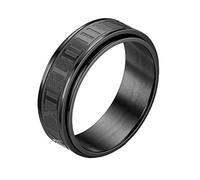 PAURO Mujer Hombre Acero Inoxidable Anillo Giratorio con Números Romanos Clásicos para la Ansiedad Negro 01 Tamaño 19