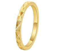 PAURO Mujeres Acero Inoxidable Simple Elegante Declaración Arroz Carácter Patrón Anillos Oro Talla 25