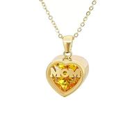 PAURO Mujeres Amor Corazón con Piedras de Nacimiento Colgante Collar para Mamá Esposa Día de la Madre Regalos Oro Noviembre