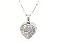 PAURO Mujeres Amor Corazón con Piedras de Nacimiento Colgante Collar para Mamá Esposa Día de la Madre Regalos Plata Abril