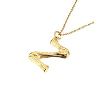 PAURO Titanio Acero Bambú Junta Iniciales Collar para Mujer 26 Letra Inglesa Colgante Cadena de Clavícula Delicado Personalizado Encanto Joyería Oro Z