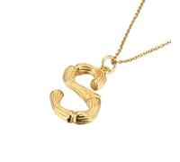PAURO Titanio Acero Bambú Junta Iniciales Collar para Mujer 26 Letra Inglesa Colgante Cadena de Clavícula Delicado Personalizado Encanto Joyería Oro S