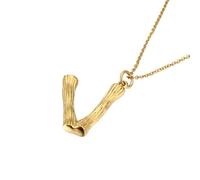 PAURO Titanio Acero Bambú Junta Iniciales Collar para Mujer 26 Letra Inglesa Colgante Cadena de Clavícula Delicado Personalizado Encanto Joyería Oro V