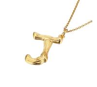 PAURO Titanio Acero Bambú Junta Iniciales Collar para Mujer 26 Letra Inglesa Colgante Cadena de Clavícula Delicado Personalizado Encanto Joyería Oro J