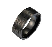 PAURO Unisex Acero Inoxidable Clásico Elegante Nueva Tendencia Retro Personalizado Simple Anillo Negro Talla 17