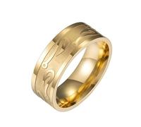 PAURO Unisex Acero Inoxidable Clásico Elegante Nueva Tendencia Retro Personalizado Simple Anillo Oro Talla 12