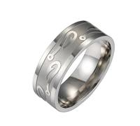 PAURO Unisex Acero Inoxidable Clásico Elegante Nueva Tendencia Retro Personalizado Simple Anillo Plata Talla 14