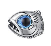PAURO Unisex Acero Inoxidable Punk Refinado No Mainstream Único Anillo Pez Azul Talla 29
