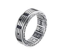 PAURO Unisex Acero Inoxidable Retro Simple Clásico Innovador Trend Personalizado Tai Chi Anillo Plata Talla 25