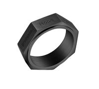 PAURO Unisex Acero Inoxidable Siete Virtudes Fidget Anillo Alivio Estrés Anti Ansiedad Anillo Giro Bandas Negro Talla 27