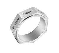 PAURO Unisex Acero Inoxidable Siete Virtudes Fidget Anillo Alivio Estrés Anti Ansiedad Anillo Giro Bandas Plata Talla 19