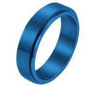 PAURO Unisex Cepillado Mate Acero Inoxidable Spinner Anillos para Ansiedad Ajuste Cómodo Banda Giratoria Simple Minimalista Joyería Regalo Azul Talla 22