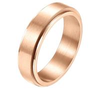 PAURO Unisex Cepillado Mate Acero Inoxidable Spinner Anillos para Ansiedad Ajuste Cómodo Banda Giratoria Simple Minimalista Joyería Regalo Oro Rosa Talla 22