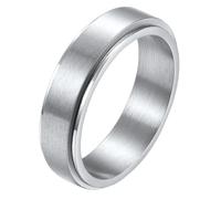 PAURO Unisex Cepillado Mate Acero Inoxidable Spinner Anillos para Ansiedad Ajuste Cómodo Banda Giratoria Simple Minimalista Joyería Regalo Plata Talla 19
