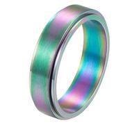 PAURO Unisex Cepillado Mate Acero Inoxidable Spinner Anillos para Ansiedad Ajuste Cómodo Banda Giratoria Simple Minimalista Joyería Regalo Colorido Talla 12