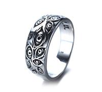 PAURO Vendimia Ojo de Dios Anillo Hombre Acero Inoxidable Negro Plata Tamaño 12