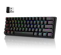 Pauroty 60% teclado mecánico inalámbrico, modo triple 2.4 G/USB-C/Bluetooth para juegos, retroiluminación RGB, interruptor azul Clicky, mini teclado inalámbrico recargable de 61 teclas para iPad Mac,