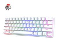 Pauroty 60% teclado mecánico inalámbrico, modo triple 2.4G/USB-C/Bluetooth para juegos, retroiluminación RGB, interruptores rojos lineales silenciosos, sonido cremoso, mini teclado inalámbrico